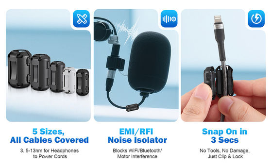 شراء Snap-On Ferrite Ring with 1MHz to 1GHz Frequency Range and 155 Ohm Impedance for Cable Noise Suppression online manufacture