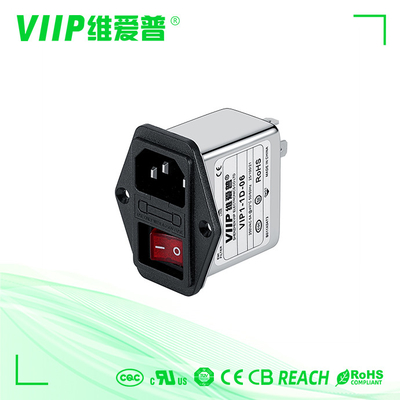 VIIP 250V IEC Noise Filter شركة إمي Filter 6A حامل سطحي تمرير منخفض